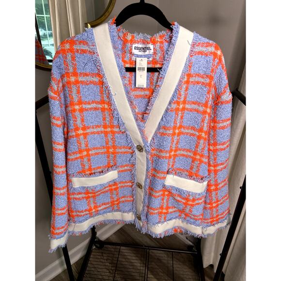Essentiel Antwerp Folivia Oversized Check Cardigan Jacket size L large - Picture 3 of 8